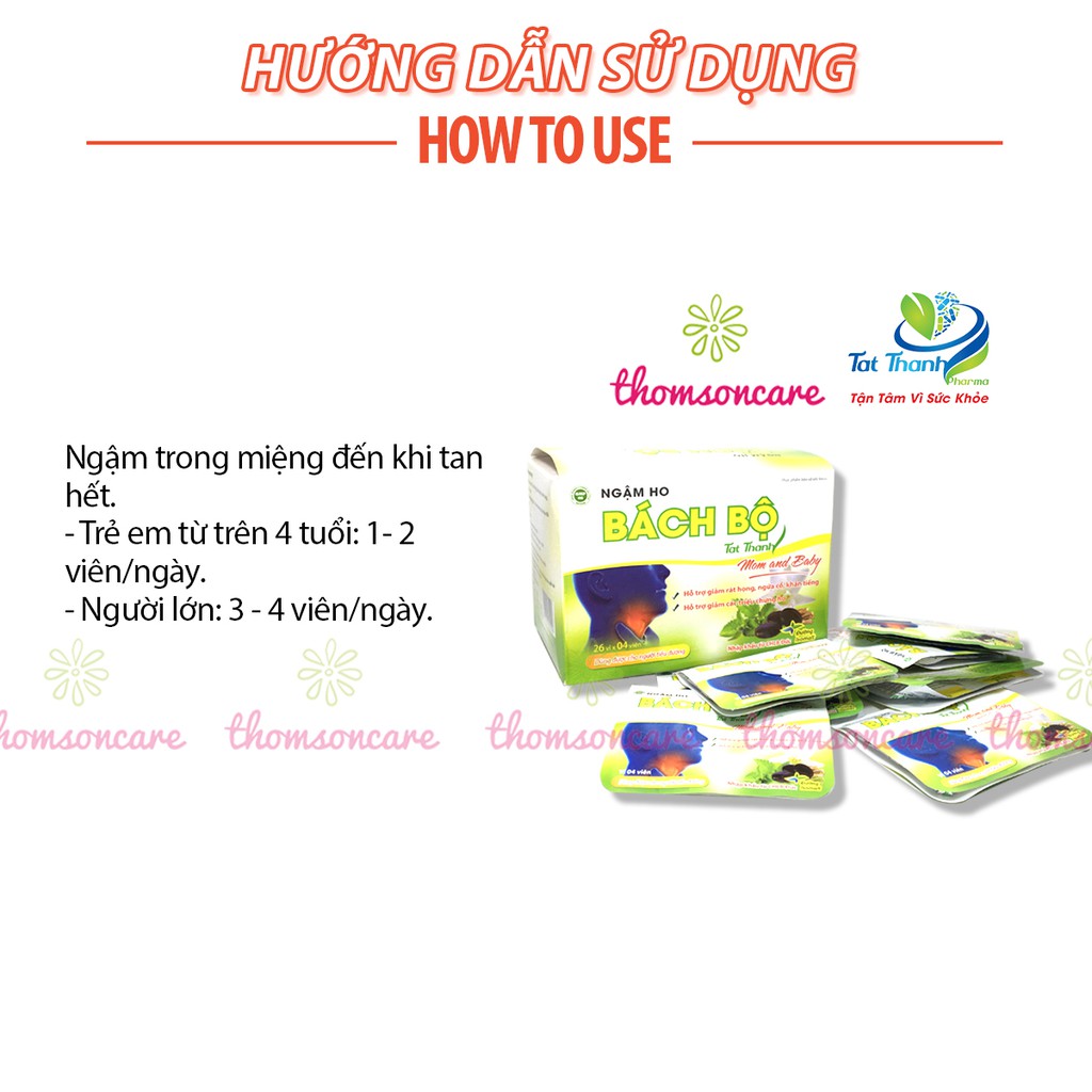 Viên ngậm ho Bách bộ - hỗ trợ giảm ho, bổ phế, giảm đau họng từ thảo dược và đường ăn kiêng isomalt