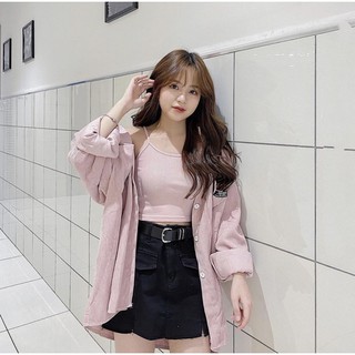 Sơmi Nhung Gân Oversize