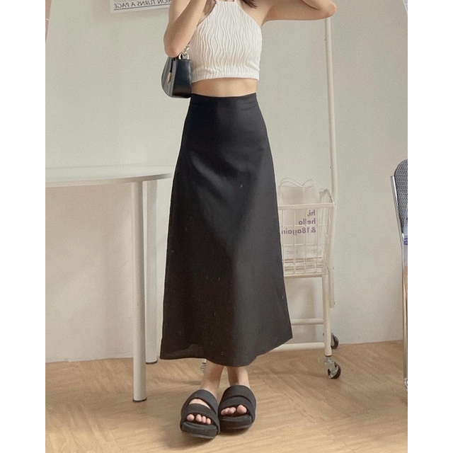 Chân váy linen suông dài hai lớp - Eighteen Again