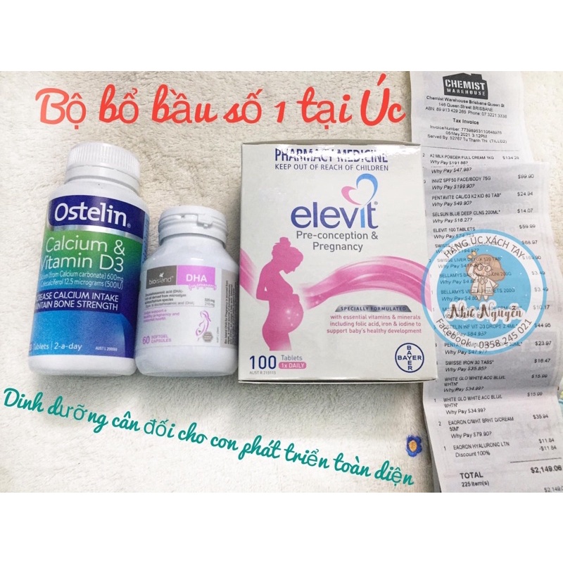 Elevit bầu Úc_Vitamin tổng hợp bầu ELEVIT hộp 100v