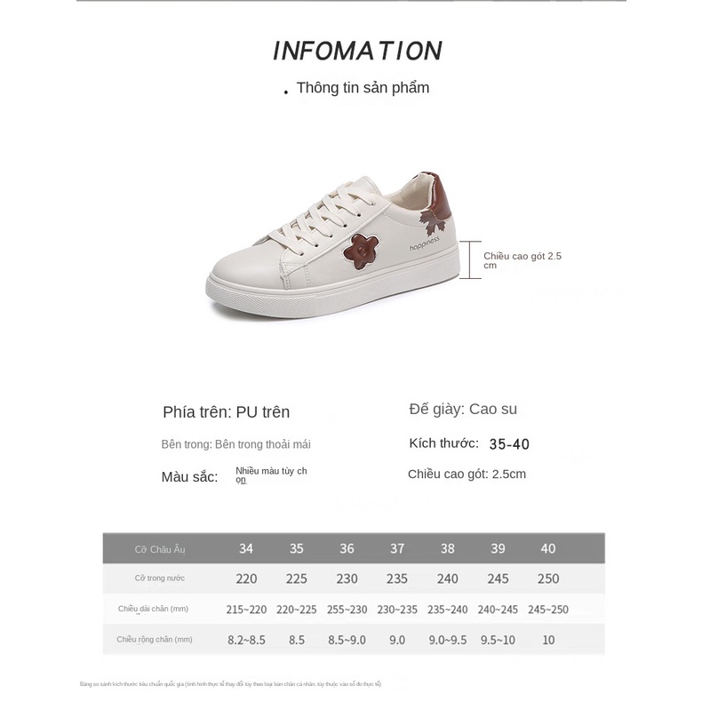 Giày Thể Thao Đế Bằng Màu Trắng Phong Cách Mới Dễ Phối Đồ Thời Trang Xuân Thu Cho Nữ