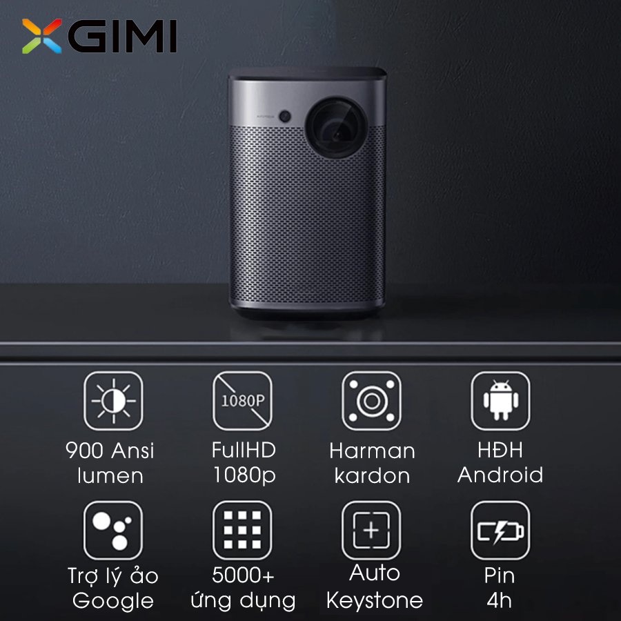 Máy chiếu mini Xgimi Halo Plus Fullhd 1080p - hỗ trợ 4K HDR,công nghệ DLP, 3D độ sáng cao 900 Ansi lumens