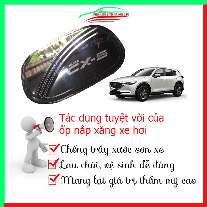 Ốp nắp xăng Mazda Cx5 2018-2023 mạ crom bảo vệ chống trầy trang trí ô tô