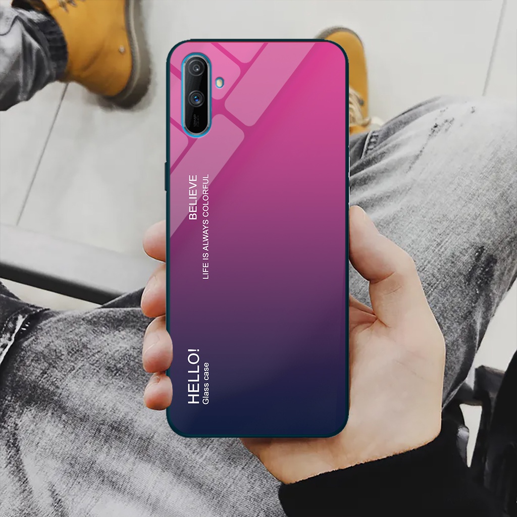 Ốp điện thoại Realme C3 - Gradient edition, chất liệu kính cường lực