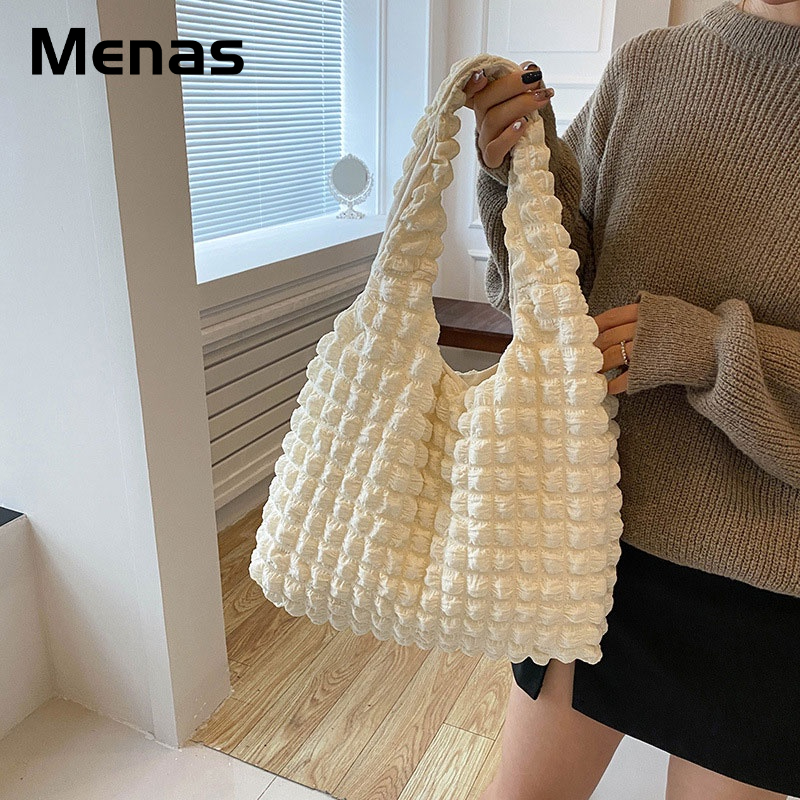 Menas Túi Đeo Vai Vải canvas Sức Chứa Lớn Màu Trơn Họa Tiết Hoa Thời Trang Dễ Phối Đồ