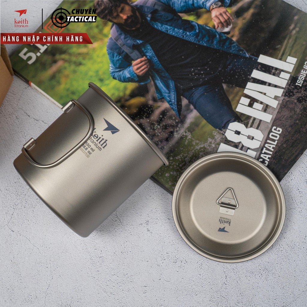 Ca titanium 1 lớp có quai cầm gấp gọn 550ml KEITH Ti3206