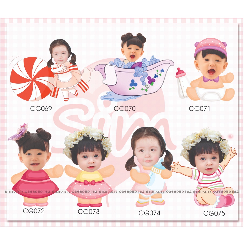 Thiết kế hình Chibi cho bé gái trang trí tiệc sinh nhật theo yêu cầu