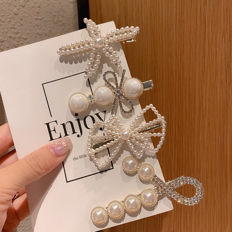 Kẹp Tóc Càng Cua Hàn Quốc Đính Đá Ngọc Trai Phụ Kiện Thời Trang Cho Nữ AB134