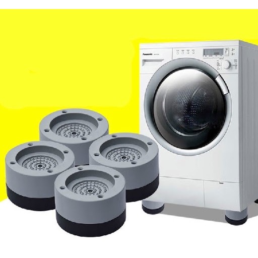 Bộ 4 đế chống rung máy giặt, tủ lạnh chất liệu cao cấp chống rung lắc(tặng kèm bóng giặt)