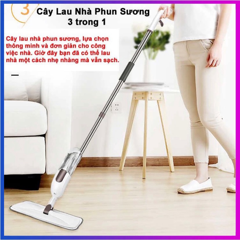 Chổi Lau Nhà Sàn Gỗ Chổi Lau Tự Vắt, Cây Lau Nhà Kèm Bình Xịt Nước Thông Minh Phục Vụ Cho Công Việc Lau Dọn Nhà Cửa Một