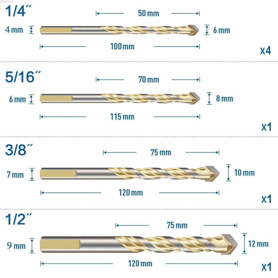 BITS Set 5 Mũi Khoan Đá Cẩm Thạch Chất Lượng Cao