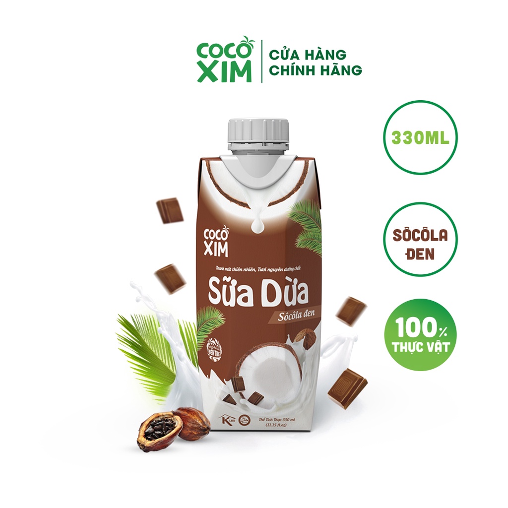 Sữa dừa đóng hộp Cocoxim Chocolate dung tích 330ml/Hộp (Combo 3/Combo 6/Thùng 12)