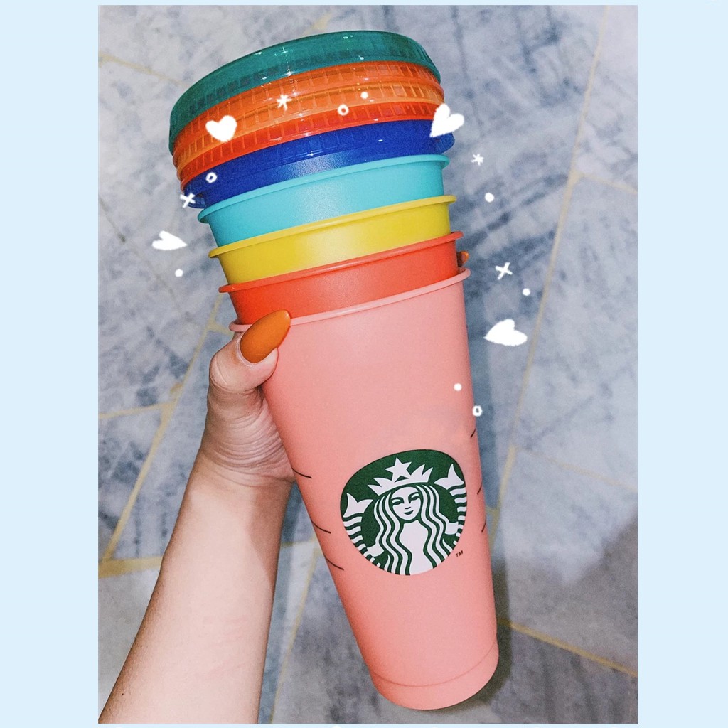 Ly Nước Starbucks 24oz Kèm Ống Hút Và Nắp Đậy