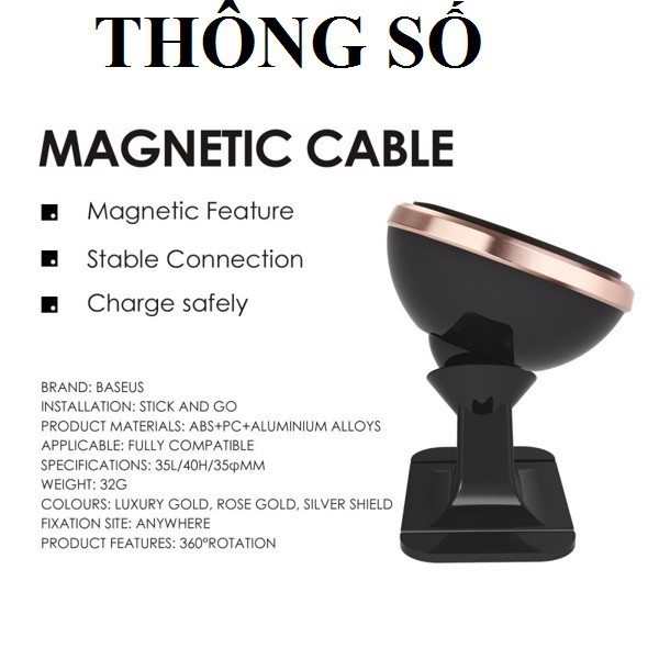 [Hít điện thoại dán taplo] Giá đỡ điện thoại trên ô tô Baseus Magnetic Mount Holder | BigBuy360 - bigbuy360.vn