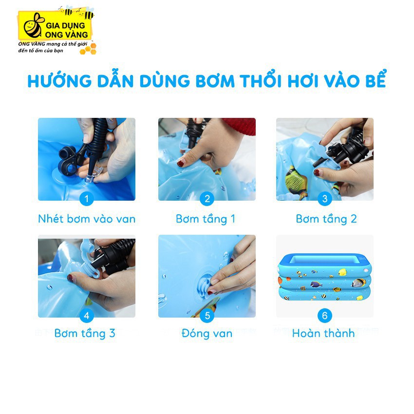 {Giá Sốc} Bể Bơi phao Cho Bé Bơm Hơi 3 Tầng Đầy Đủ Kích Thước Hàng Loại 1 Có Đáy Chống Trượt An Toàn