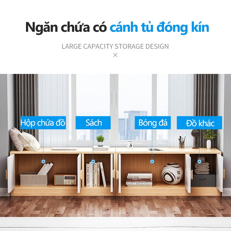 Tủ để đồ nằm ngang nhiều ngăn gỗ MDF nhập khẩu chống ẩm chống xước chắc chắn nhỏ gọn tiện lợi