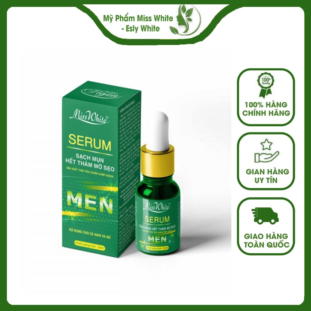 Serum Sạch Mụn Hết Thâm Mờ Sẹo Men Miss White 10ml Se Khít Lỗ Chân Lông Phù Hợp Với Mọi Loại Da