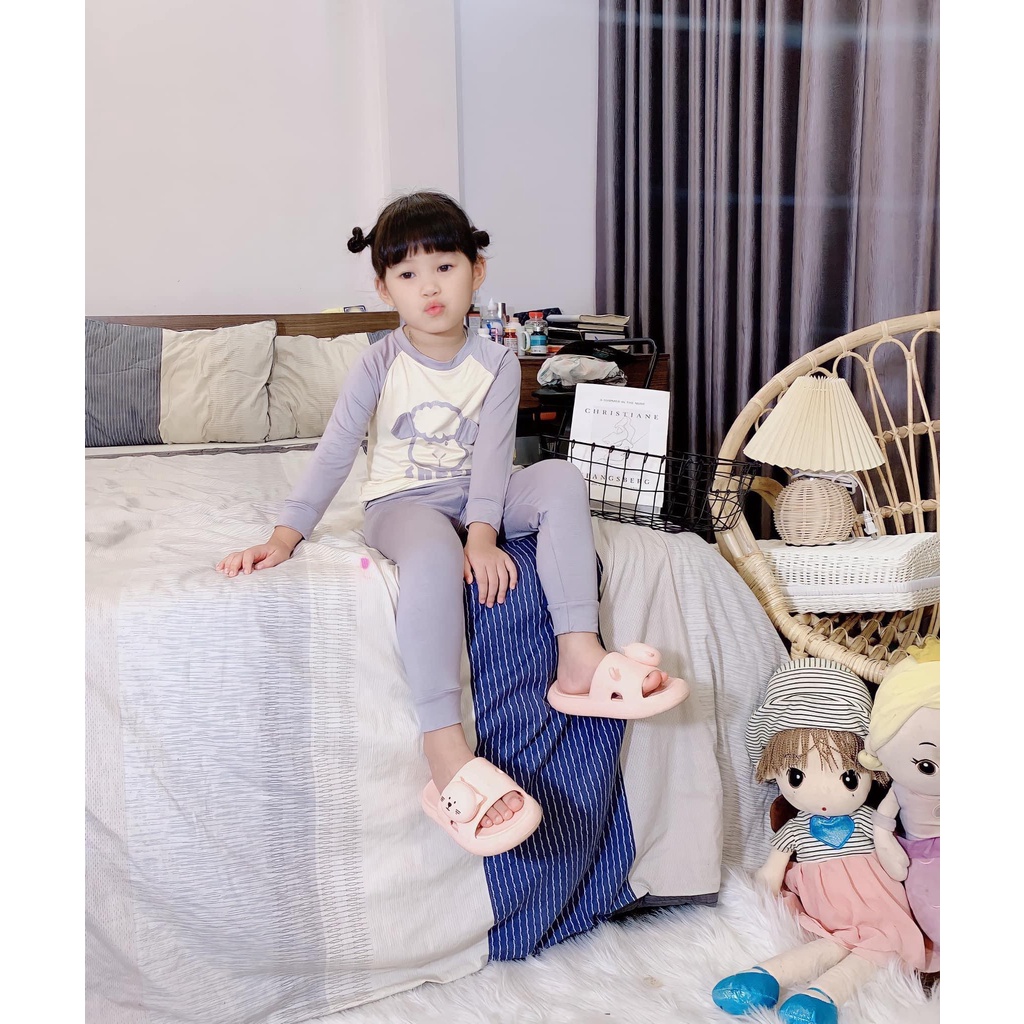 Bộ Dài Tay THUN LẠNH MINKY MOM Họa Tiết Cừu Cute Cho Bé, Bộ quần áo dài tay cho bé trai bé gái từ 5-18kg