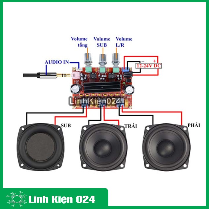 Âm Ly Kỹ Thuật Số TPA3116D2 2*50W + 100W 2.1 Class D 12V-24VDC