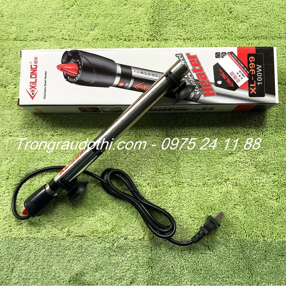 Sưởi bể cá Xilong 100W bằng inox cho bể 40-60cm