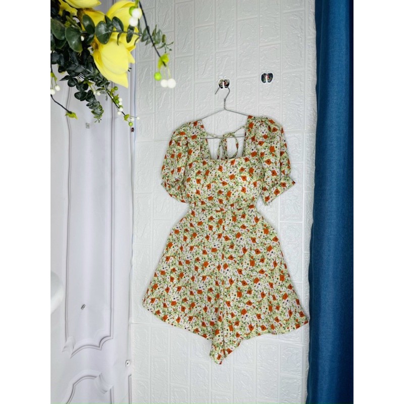 Váy Xòe Nữ 💖FREESHIP💖 Đầm Xòe Họa Tiết Hoa Ngắn Tay Cổ Vuông Sang Chảnh | BigBuy360 - bigbuy360.vn