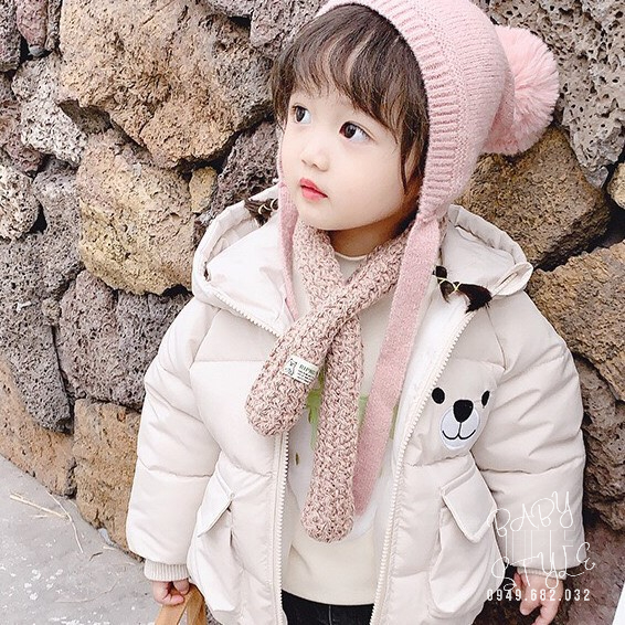 Áo phao siêu nhẹ bé trai &quot;GẤU BEAR&quot; 8-20kg. Áo khoác mùa đông bé gái 1-5 tuổi. G46