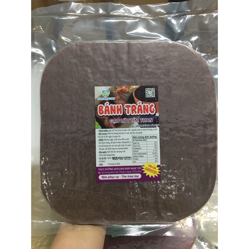 [NT Food] Bánh tráng vuông gạo lứt đen (bánh tráng huyền mễ) ăn eatclean giảm cân