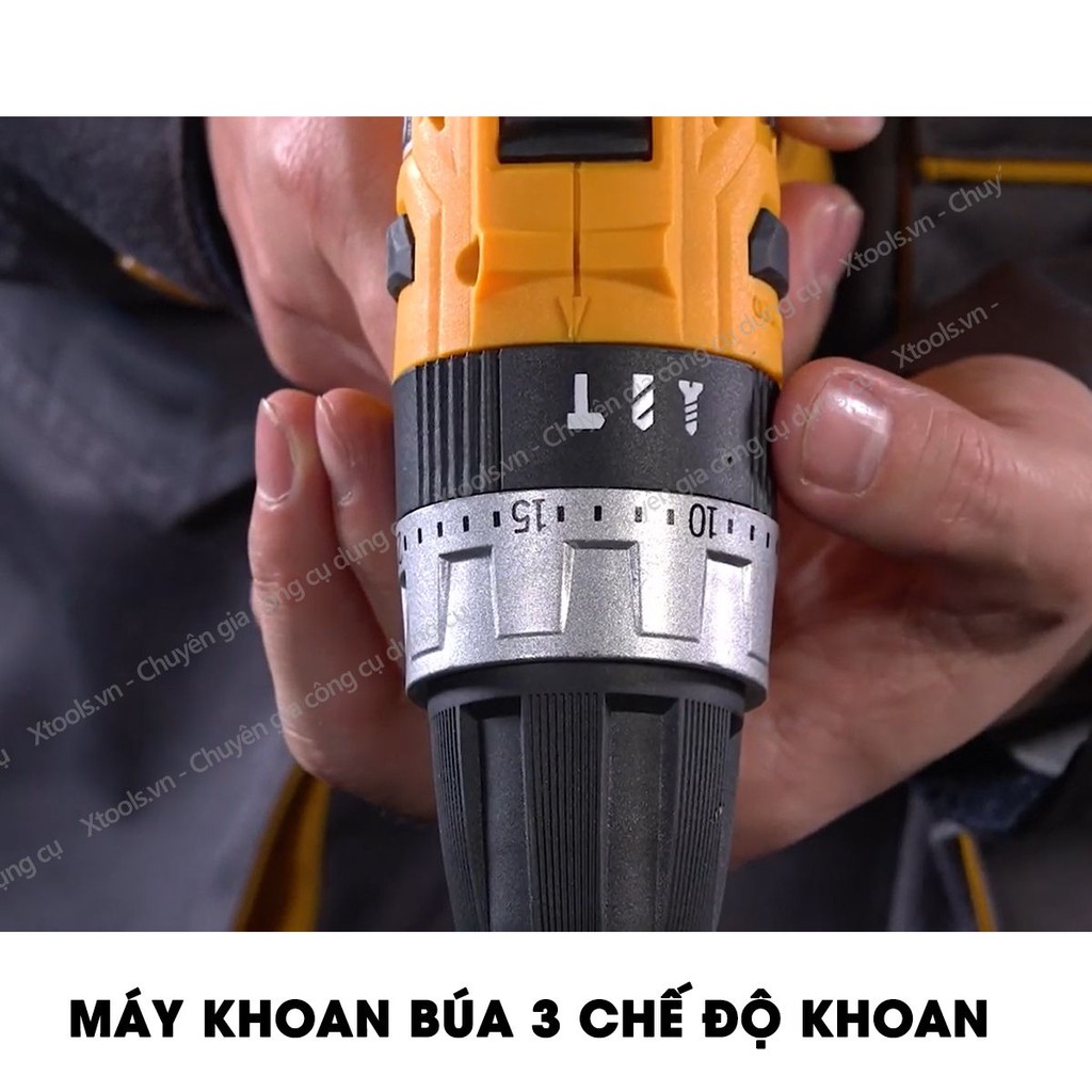 Máy khoan búa dùng pin cầm tay INGCO CIDLI228120 12V Máy khoan pin cầm tay, kèm 2 pin Li-on , 2 mũi 50mm, 3 mũi khoan