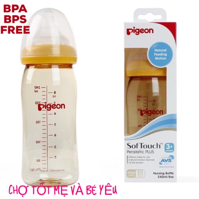 BÌNH SỮA CỔ RỘNG PIGEON 240 ML PPSU PLUS