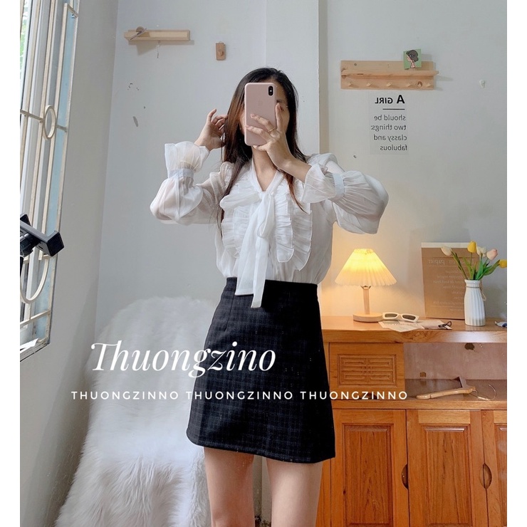 [Ảnh thật/Video]Áo tơ mềm Athena điệu đà tiểu thư Áo sơ mi công sở nhẹ nhàng