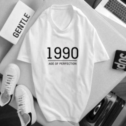 Áo phông màu TRẮNG in năm sinh 1990,1991,1992,1993,1994  [FREESHIP] Áo unisex,vải cotton xịn