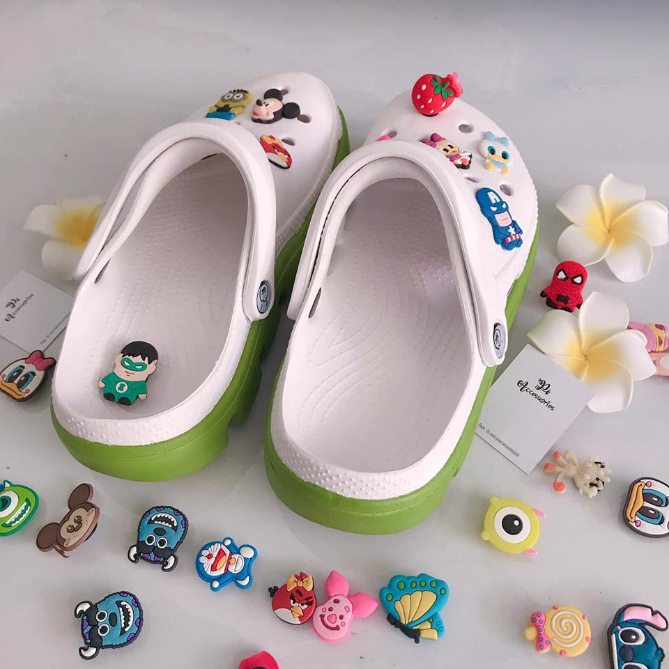 Dép sục cross nam nữ unisex, giày cross màu trắng đế lượn sóng cao đi mưa full box đủ màu và full size 35 đến 45