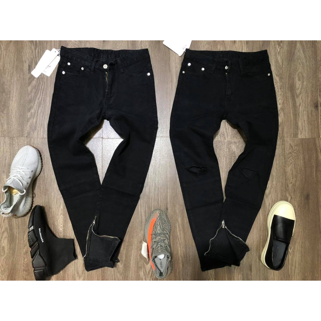 QUẦN JEAN SKINNY RÁCH GỐI KHÓA ZIP GẤU, KHÔNG ZIP GẤU SIÊU CẤP