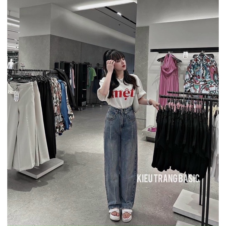Quần bò suông zara basic