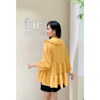 Áo babydoll cổ bèo cúc dọc