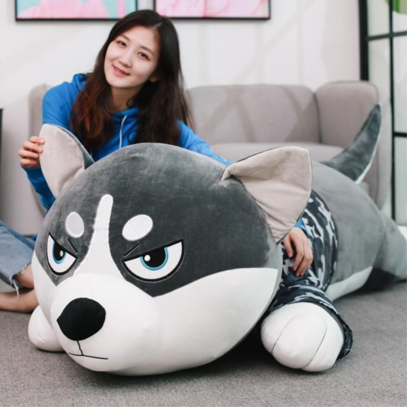 Búp bê Husky Erha dễ thương đồ chơi sang trọng con chó gối món quà sinh nhật lớn cô gái giường