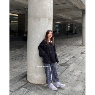 Áo sweater thun trơn tay phồng