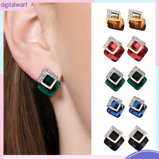 Khuyên tai hình vuông đính đá thời trang sành điệu cho nữ