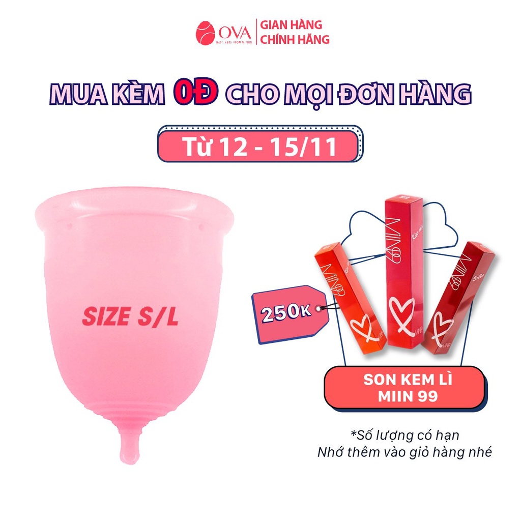 Cốc nguyệt san Ovacup nhập khẩu chính hãng Made In USA 100% Silicone y tế mềm chống tràn đạt tiêu chuẩn FDA Hoa Kỳ