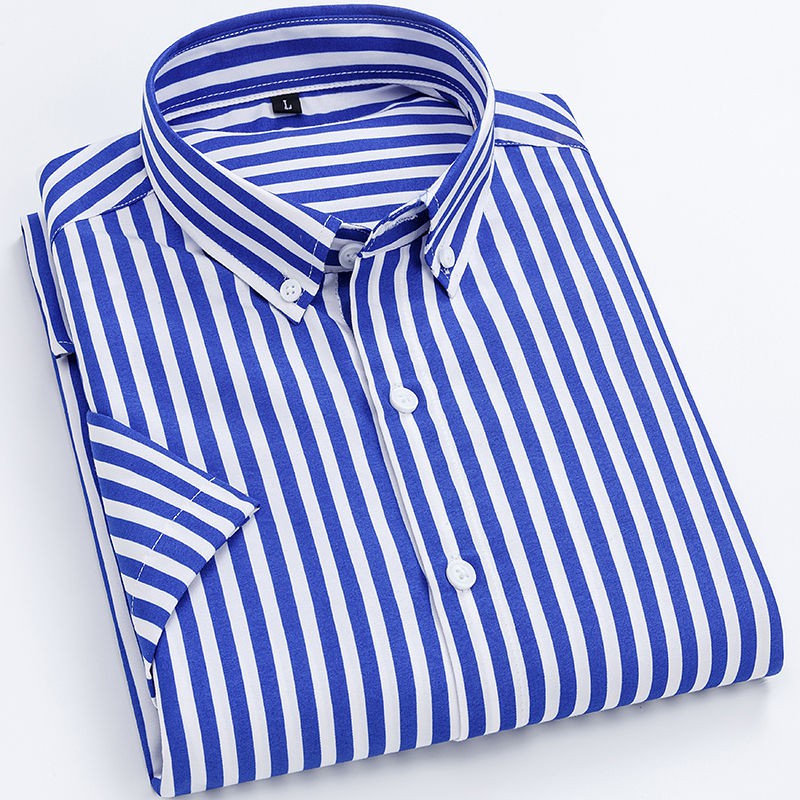 Áo Sơ Mi Tay Ngắn Họa Tiết Kẻ Sọc Phong Cách Hàn Quốc Thời Trang Mùa Hè Mới Cho Nam