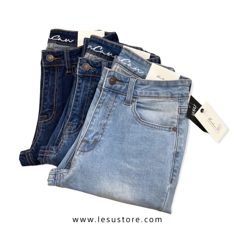 ẢNH TỰ CHỤP Quần jeans Ống Đứng trơn lai tua dài 88cm