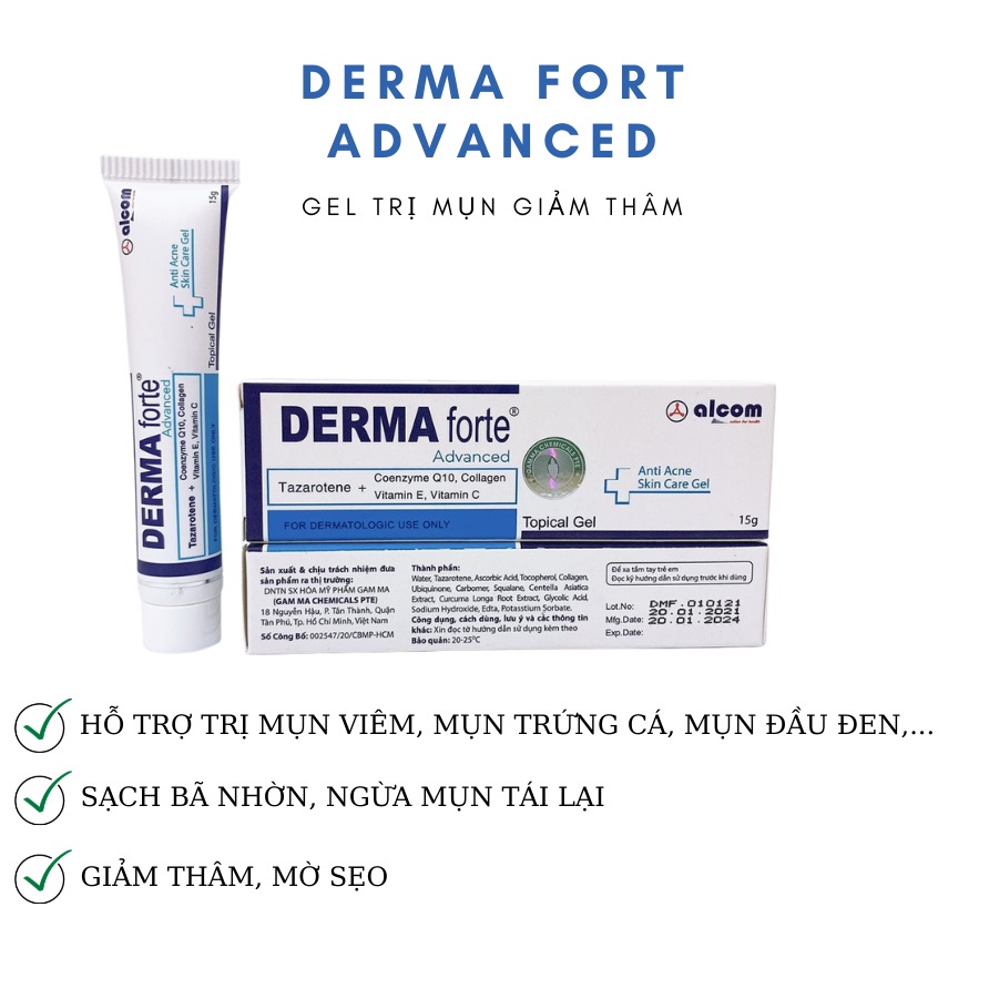 Gel Giảm Mụn, Thâm Sẹo Và Dưỡng Da Gamma Derma Forte Gel 15g - Bản Advance