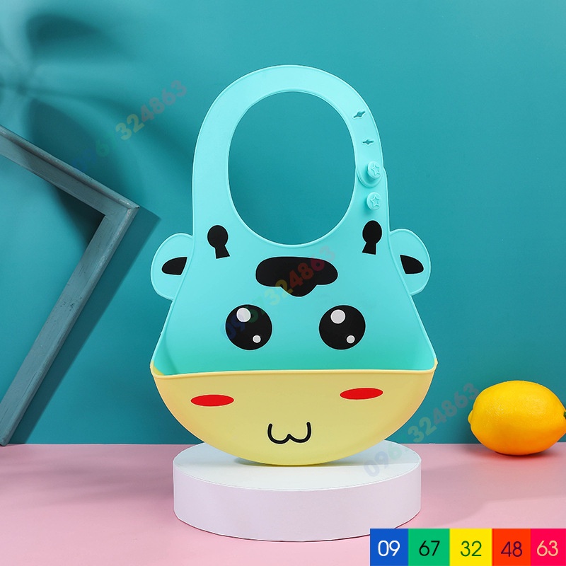Yếm ăn dặm SILICON CÓ TAI KÈM MÁNG siêu mềm dẻo cho bé