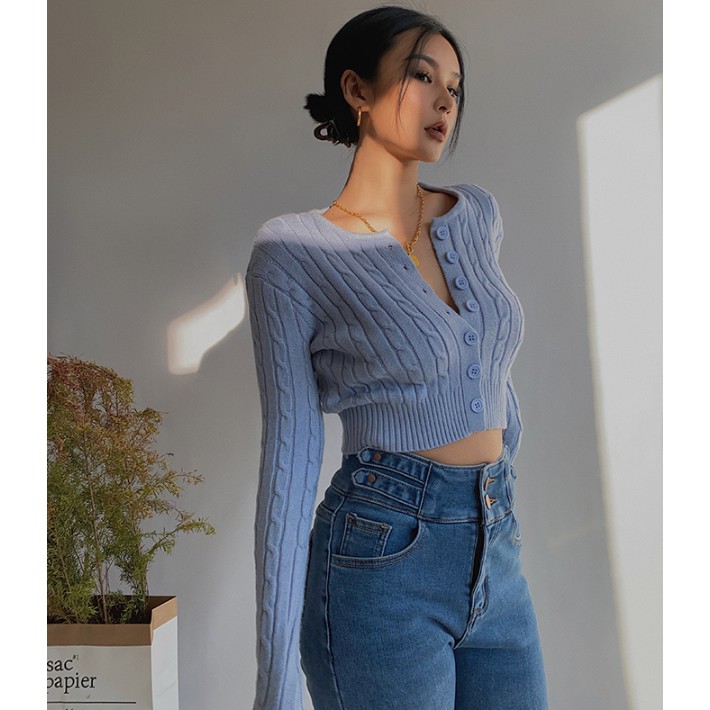 Áo Cardigan Dệt Kim Tay Dài Dáng Ngắn Phong Cách Phương Tây | BigBuy360 - bigbuy360.vn