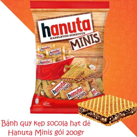 Bánh quy kẹp socola hạt dẻ Hanuta Minis gói 200gr