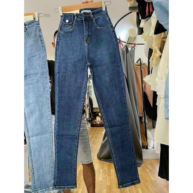 Quần bò cúc mẫu mới - Quần jeans ống bó lưng cao ❣ Quần bò nữ mềm mịn tôn dáng