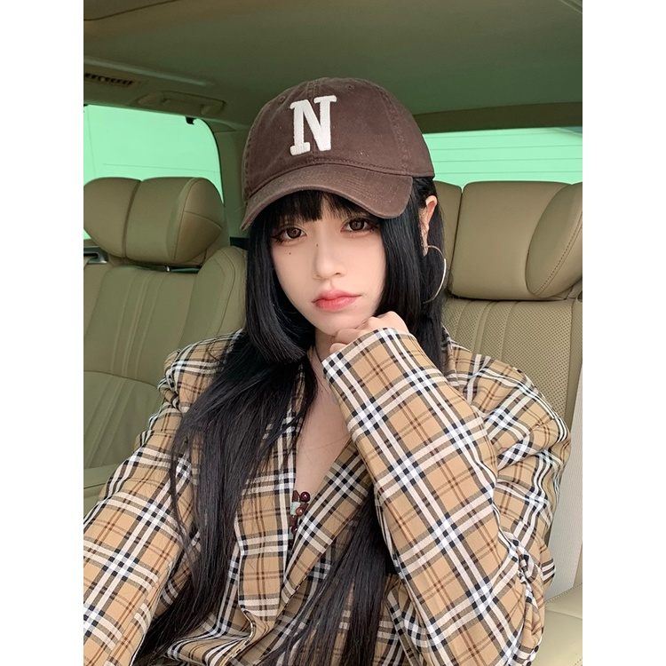 Mũ Lưỡi Trai Cotton Trơn Mềm Mại In Chữ N Phong Cách Hàn Quốc Dễ Phối Đồ Thời Trang Xuân Hè 2022 Cho Nữ