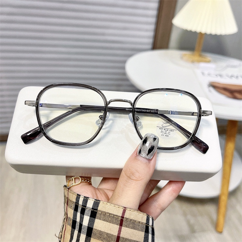 (HENGHA) Mắt Kính Gọng Oval Kim Loại Siêu Nhẹ Chất Lượng Cao Phong Cách Retro