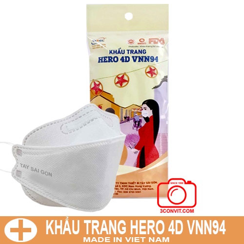 Túi 5 chiếc khẩu trang 4D Hero Tây Sài Gòn Cao Cấp Tiêu Chuẩn VNN94