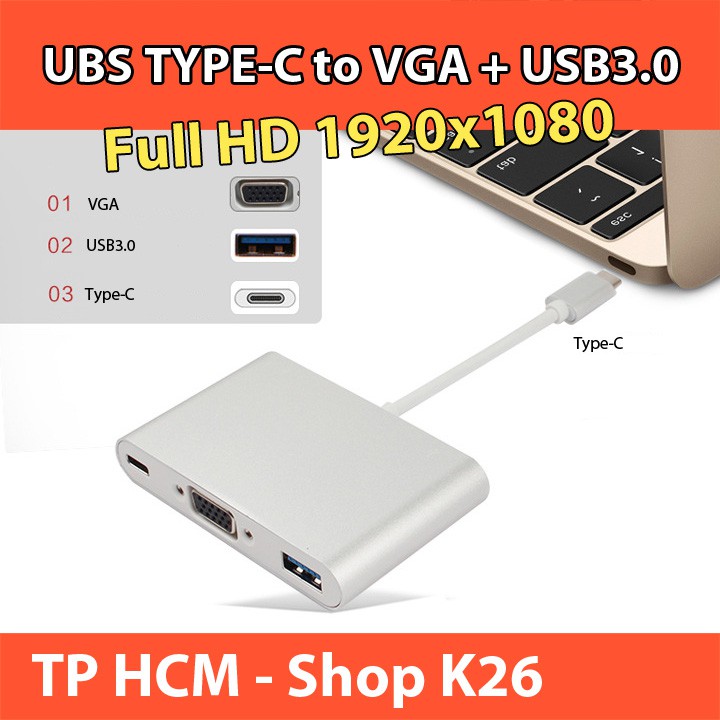 Cáp Chuyển Đổi Type C Sang VGA, USB3.0, Type C